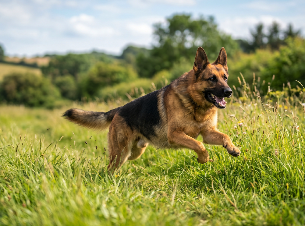 adult german shepherd running